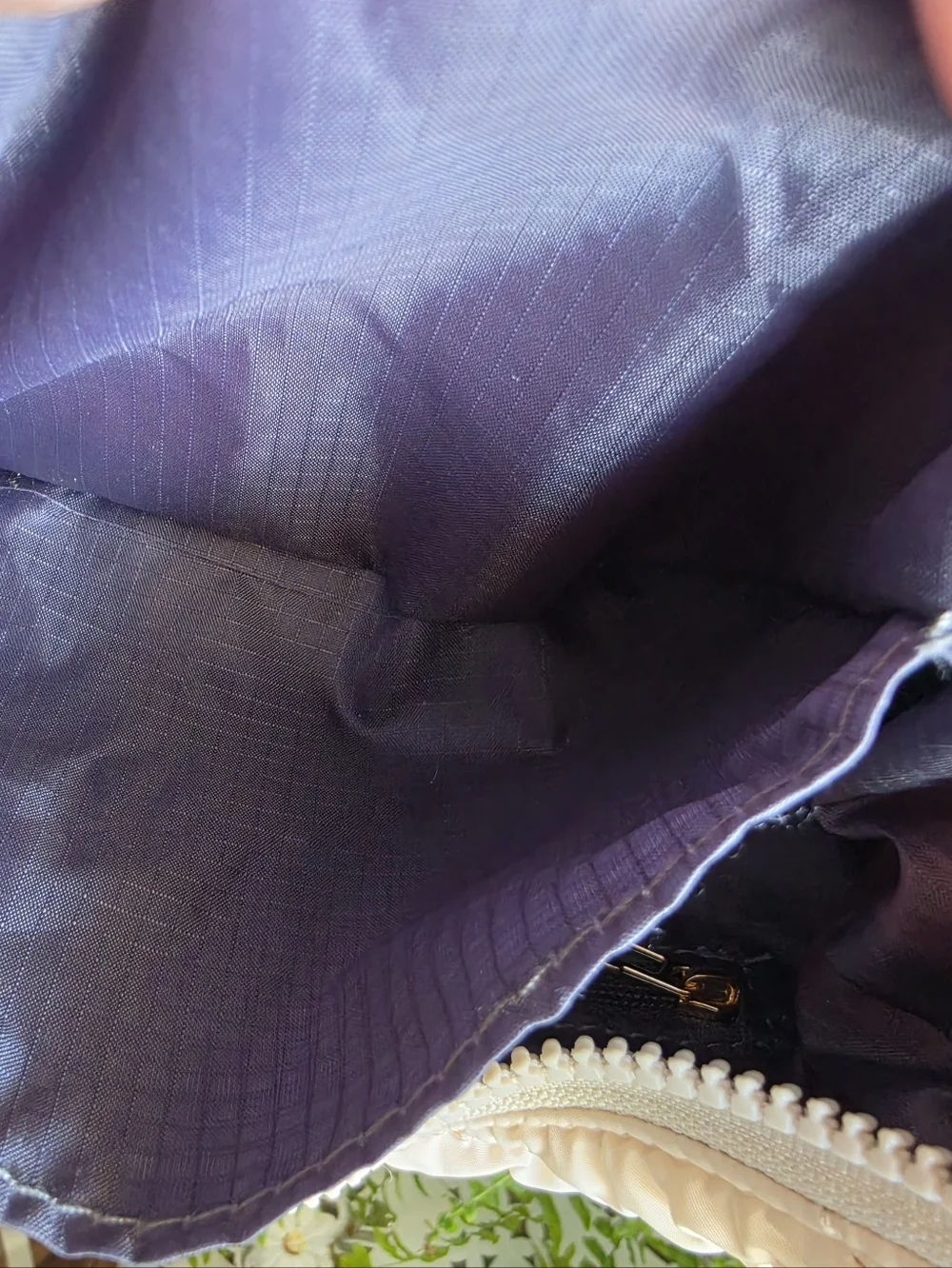 Urban Expressions Small Nylon Quilted Crescent Hobo - Cream - Picture 8 of 12